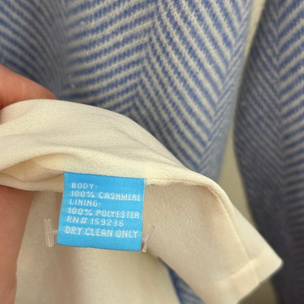 J. MCLAUGHLIN 100% Cashmere Herringbone Cardigan Sweater Coat Blue Sz L {3D37} - Picture 7 of 7
